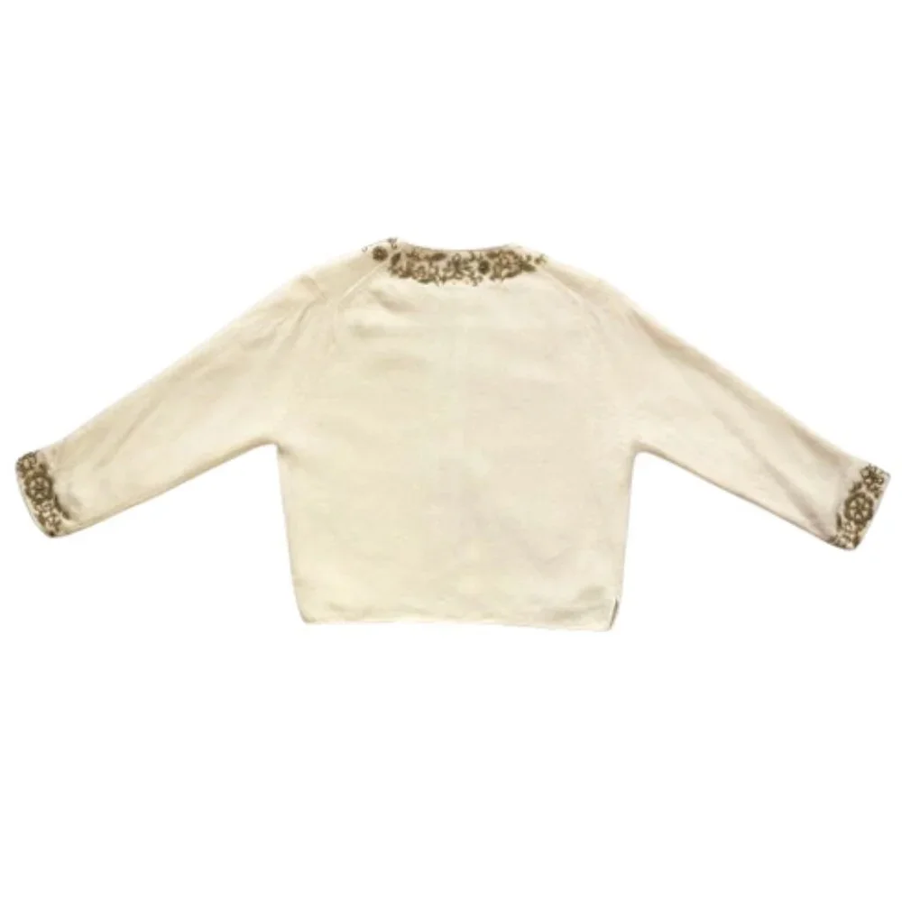 Vintage  rockabilly cashmere hand beaded cream cardigan sweater - Picture 16 of 16